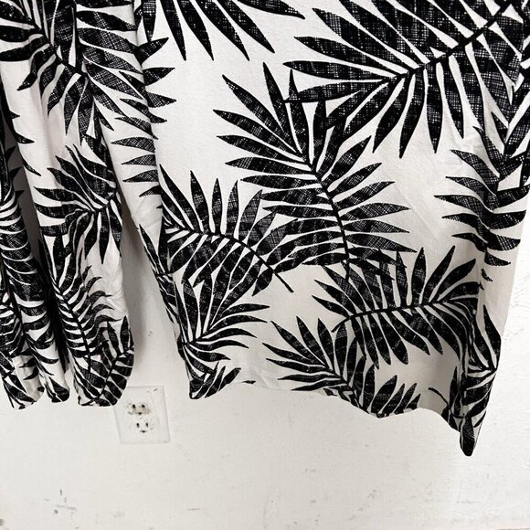 C&C California Black Palm Print Tropical Jumpsuit Wide Leg Size LARGE Sleeveless - Picture 12 of 14